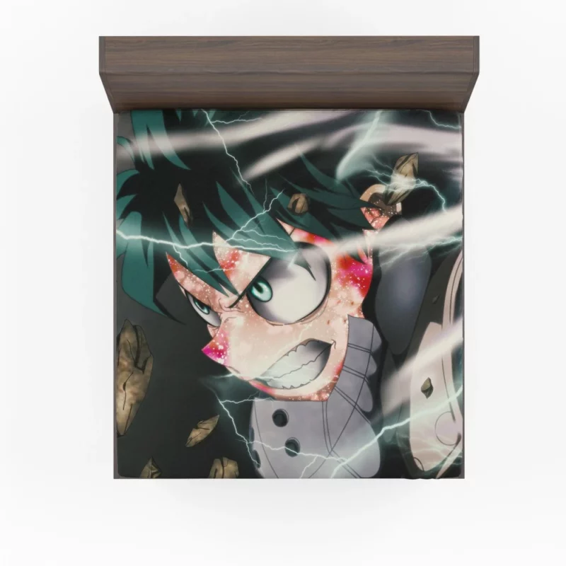 Green-Haired Hero Midoriya Anime Fitted Sheet