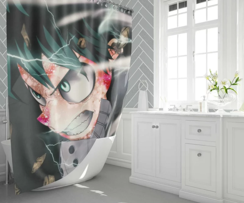 Green-Haired Hero Midoriya Anime Shower Curtain 1