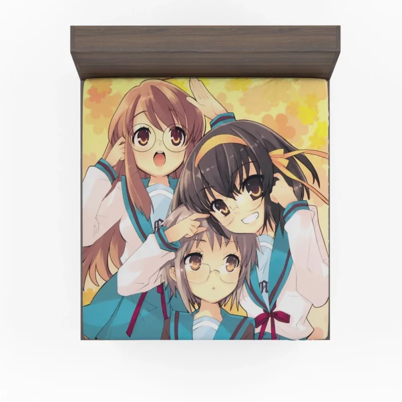 Haruhi Suzumiya Yuki Nagato Mikuru Asahina SOS Anime Fitted Sheet