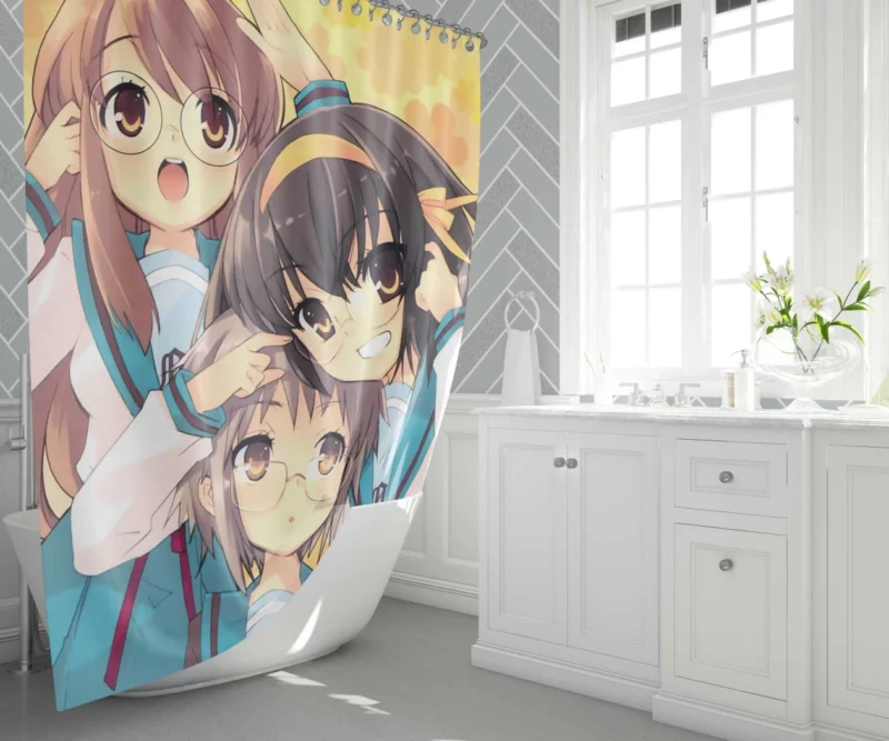 Haruhi Suzumiya Yuki Nagato Mikuru Asahina SOS Anime Shower Curtain 1