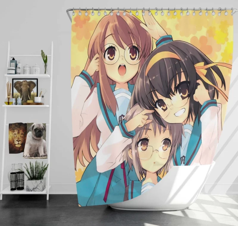 Haruhi Suzumiya Yuki Nagato Mikuru Asahina SOS Anime Shower Curtain