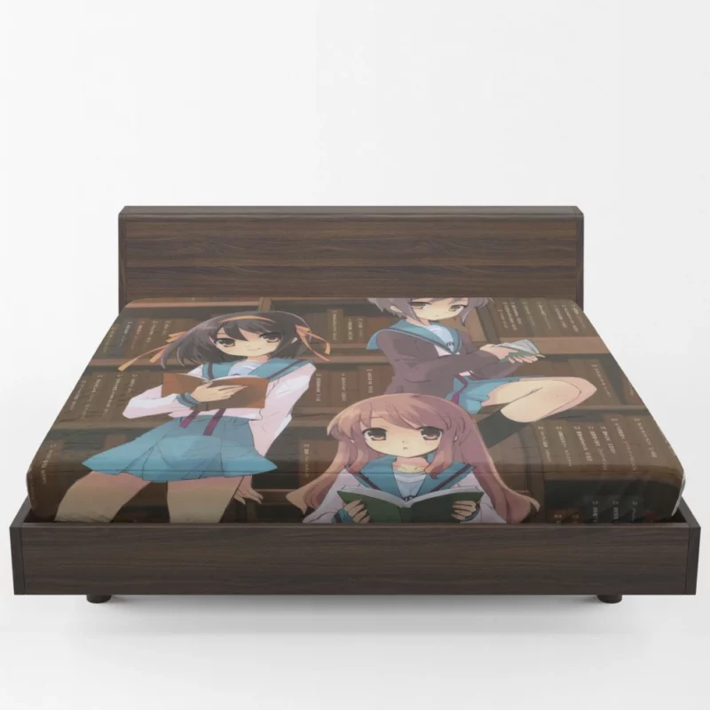 Haruhi Yuki and Mikuru SOS Brigade Trio Anime Fitted Sheet 1