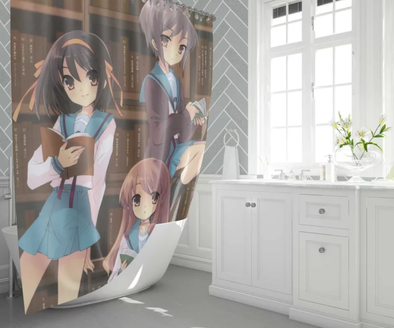 Haruhi Yuki and Mikuru SOS Brigade Trio Anime Shower Curtain 1