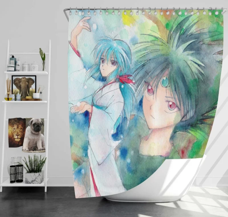 Hiei Fiery Fighter in Yu Yu Hakusho Anime Shower Curtain