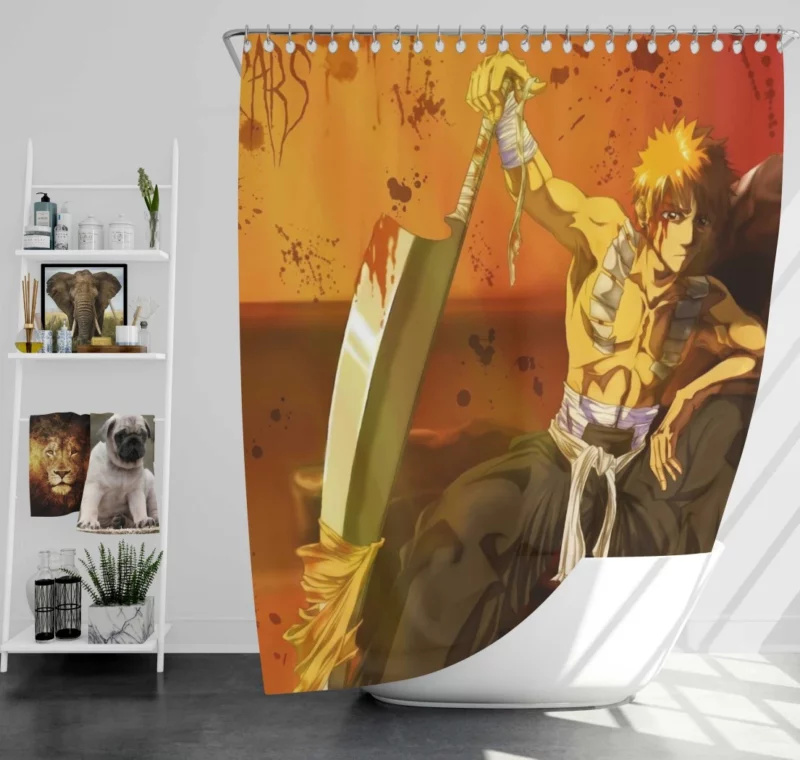 Ichigo Kurosaki Soul Reaper Hero Anime Shower Curtain