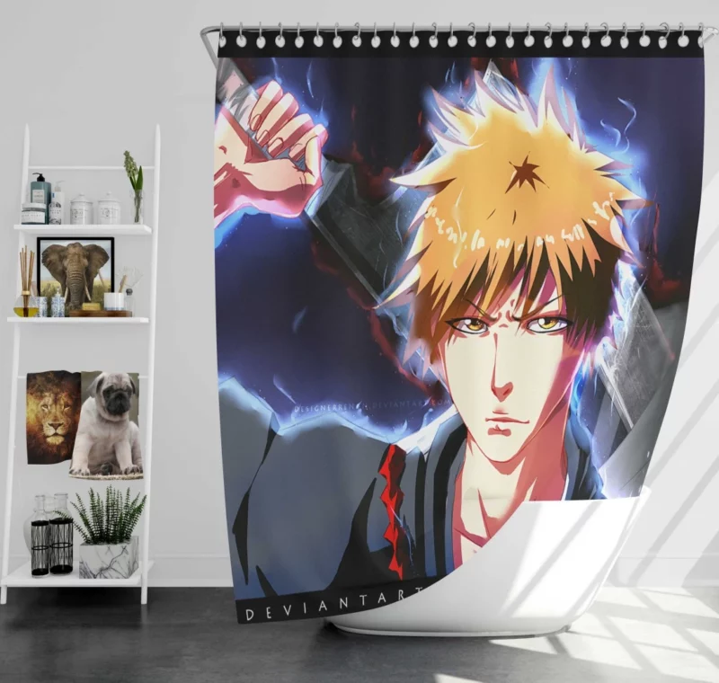 Ichigo Kurosaki Zanpakuto Warrior Anime Shower Curtain