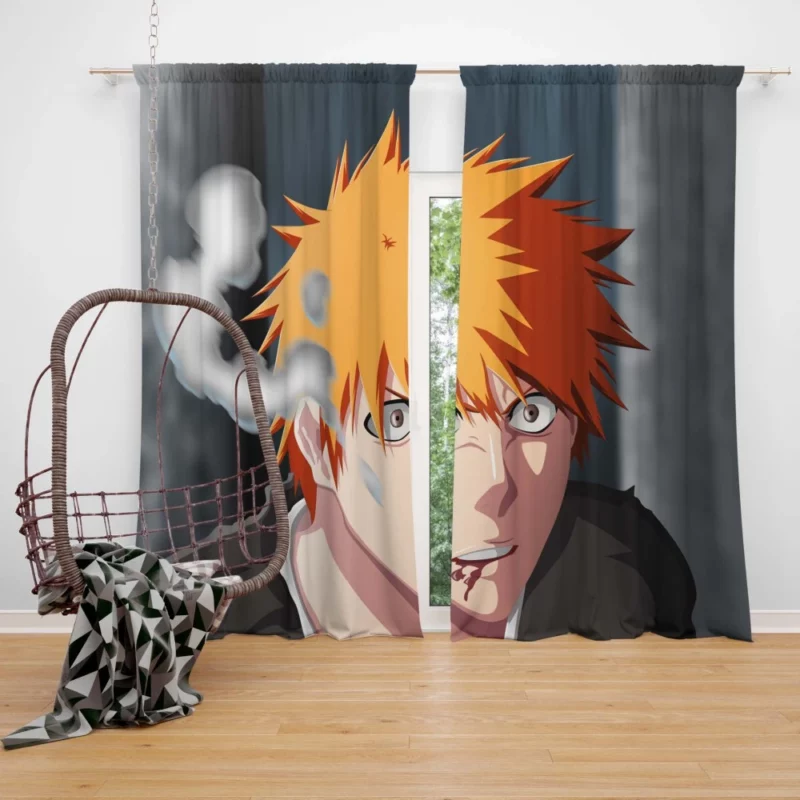 Ichigo Struggles Zangetsu Power Anime Curtain