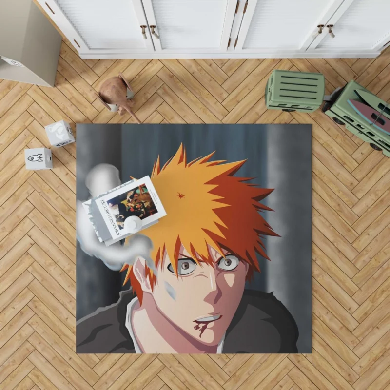 Ichigo Struggles Zangetsu Power Anime Rug