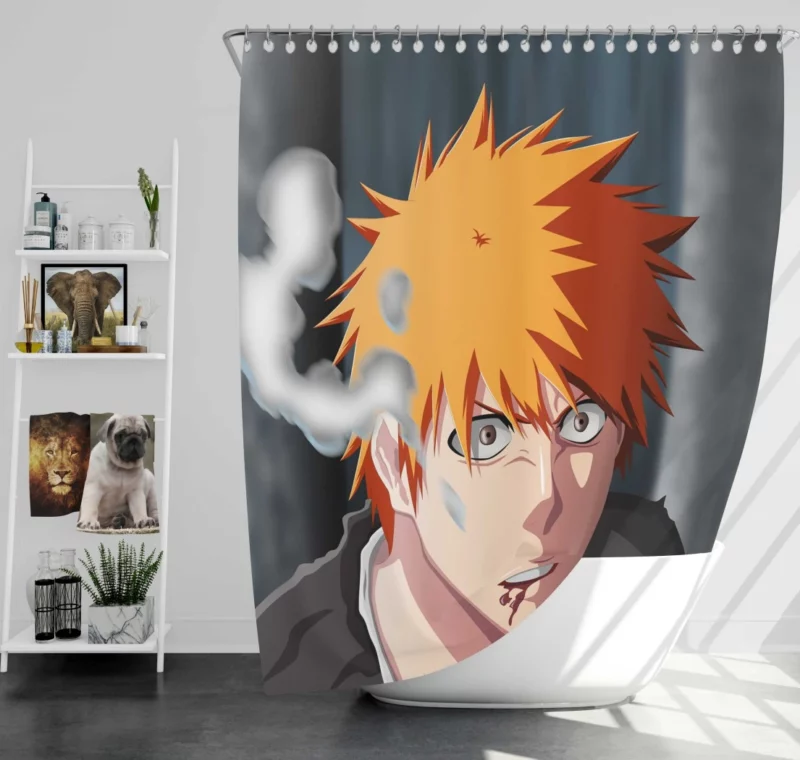 Ichigo Struggles Zangetsu Power Anime Shower Curtain