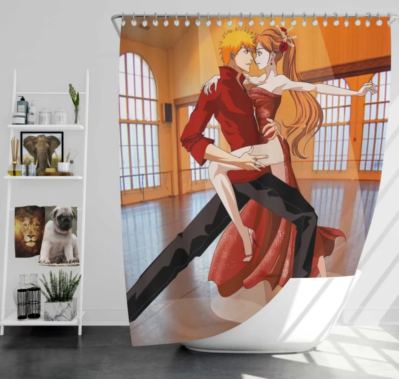 Ichigo and Orihime Unbreakable Bonds Anime Shower Curtain