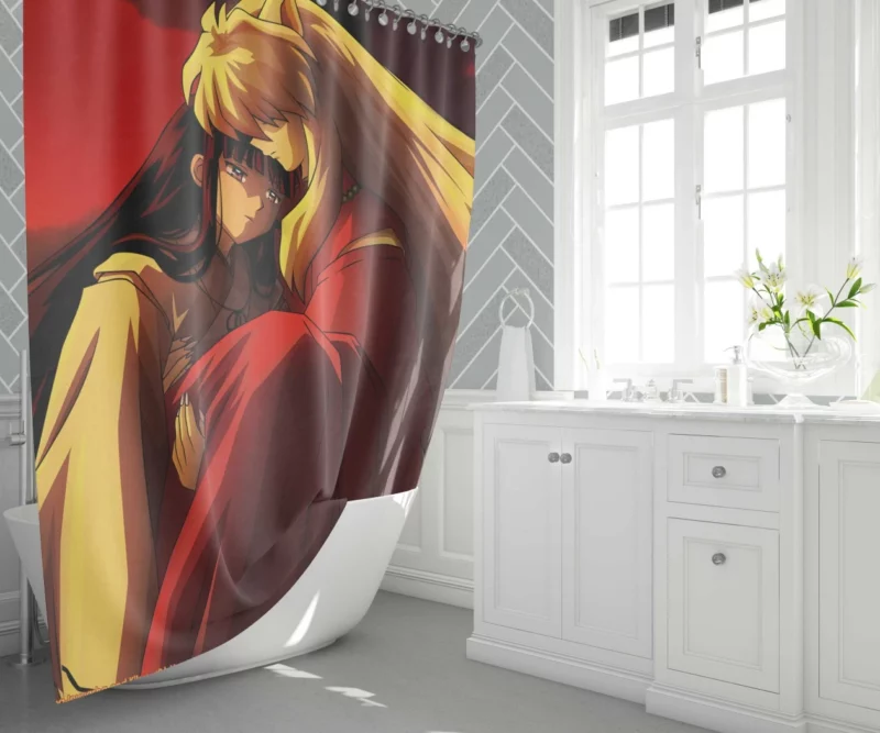 InuYasha and Kikyô Fated Bond Anime Shower Curtain 1