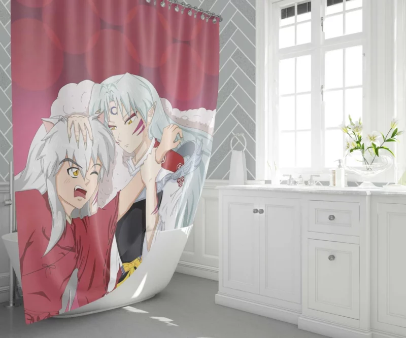 InuYasha and Sessh?maru Sibling Strife Anime Shower Curtain 1