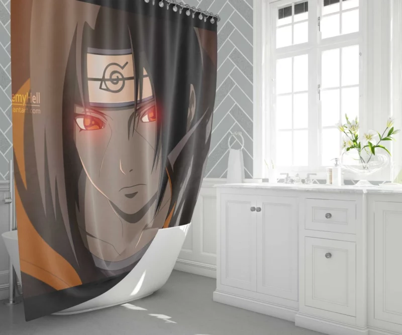 Itachi Uchiha Piercing Sharingan Anime Shower Curtain 1