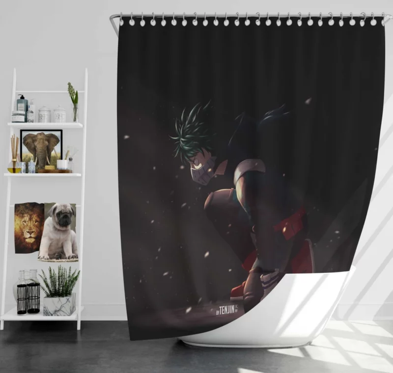 Izuku Midoriya Aspiring Hero Quest Anime Shower Curtain