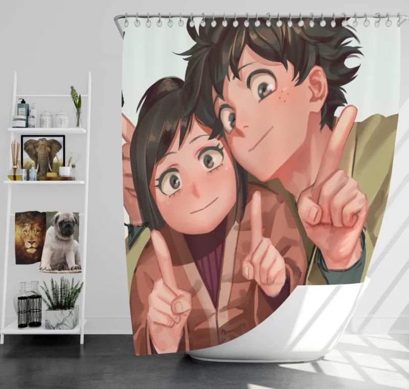 Izuku Midoriya Courageous Hero Anime Shower Curtain