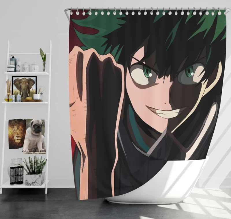 Izuku Midoriya Courageous Hero Path Anime Shower Curtain