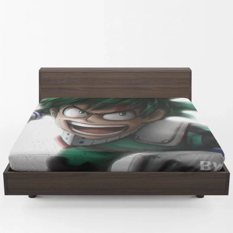 Izuku Midoriya Courageous Hero Quest Anime Fitted Sheet 1