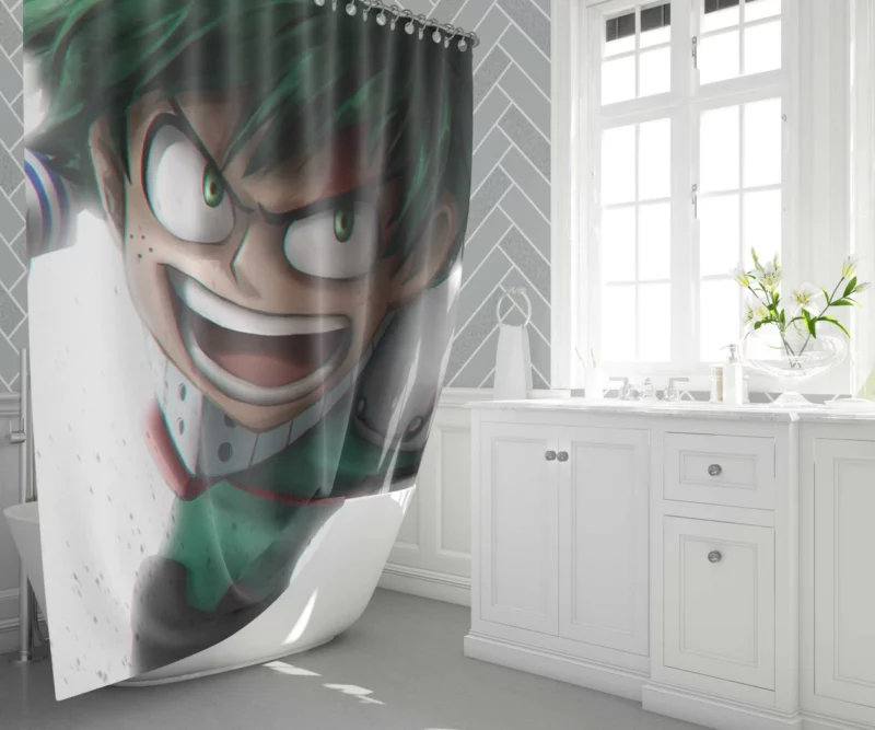 Izuku Midoriya Courageous Hero Quest Anime Shower Curtain 1