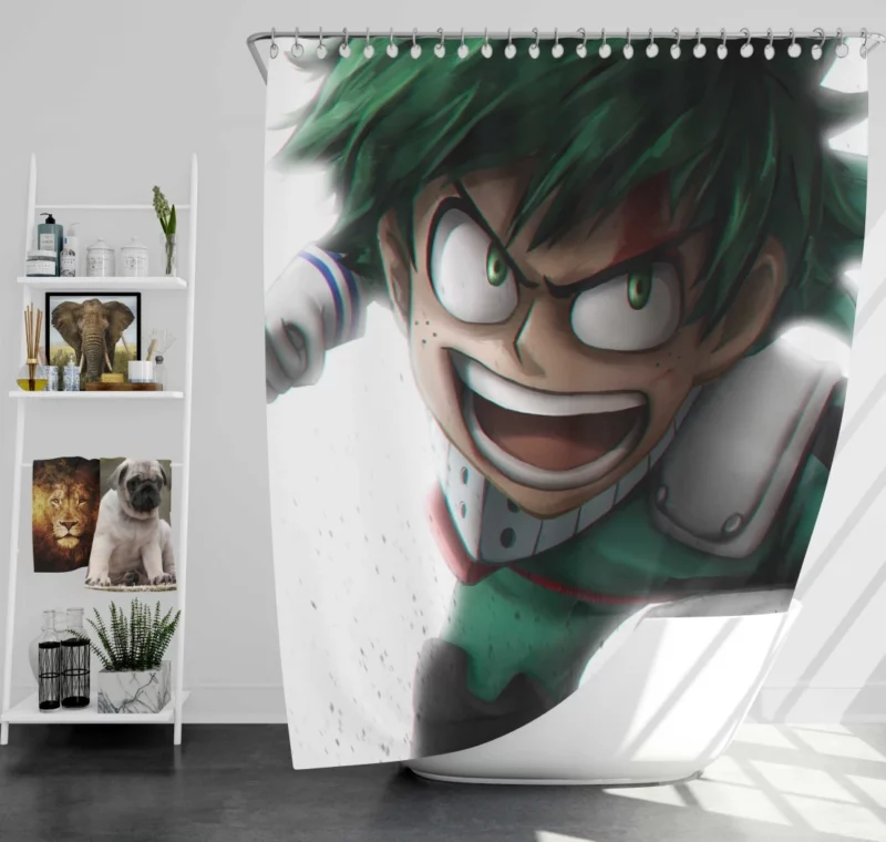 Izuku Midoriya Courageous Hero Quest Anime Shower Curtain