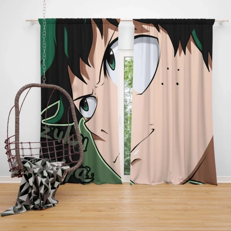 Izuku Midoriya Determined Green Hero Anime Curtain