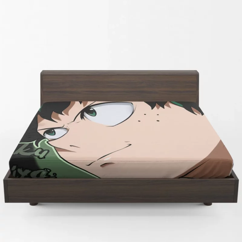 Izuku Midoriya Determined Green Hero Anime Fitted Sheet 1