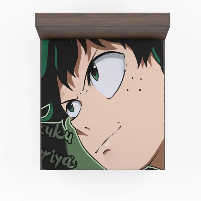 Izuku Midoriya Determined Green Hero Anime Fitted Sheet