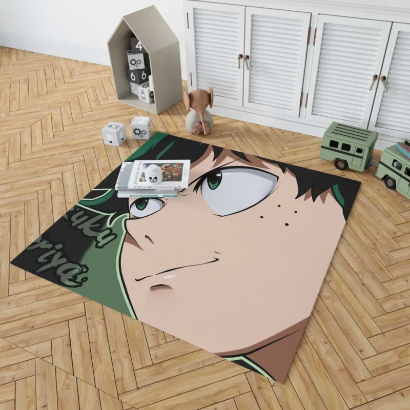 Izuku Midoriya Determined Green Hero Anime Rug 1