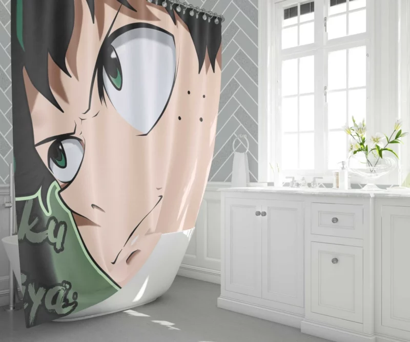 Izuku Midoriya Determined Green Hero Anime Shower Curtain 1