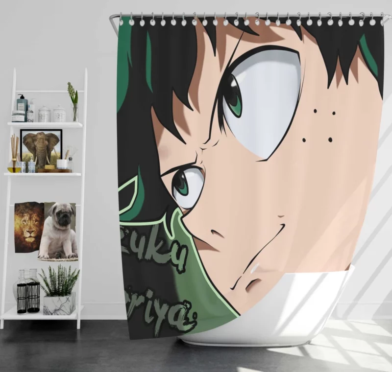 Izuku Midoriya Determined Green Hero Anime Shower Curtain