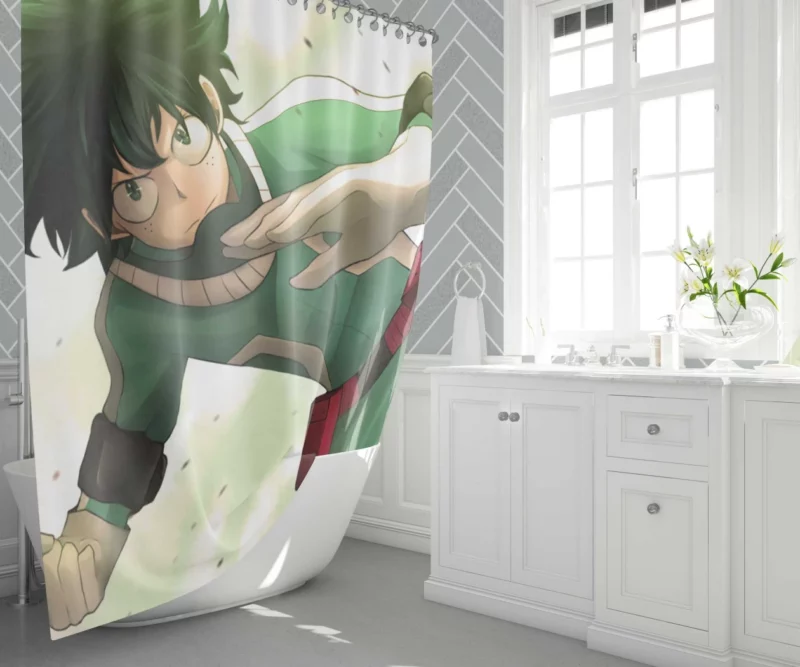 Izuku Midoriya Determined Hero Anime Shower Curtain 1