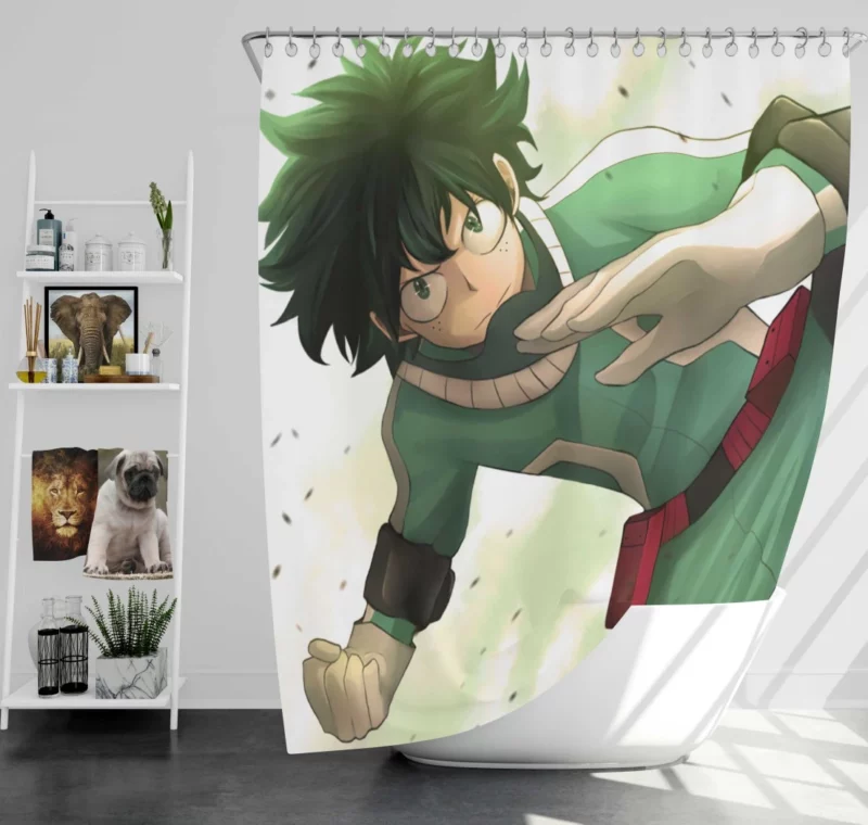 Izuku Midoriya Determined Hero Anime Shower Curtain