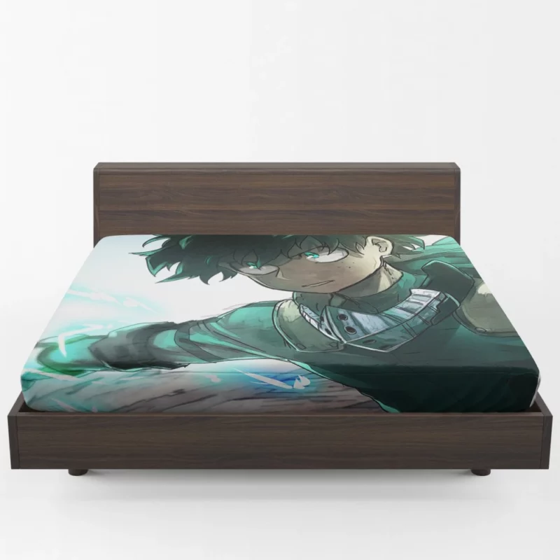 Izuku Midoriya Emerald Hero Anime Fitted Sheet 1