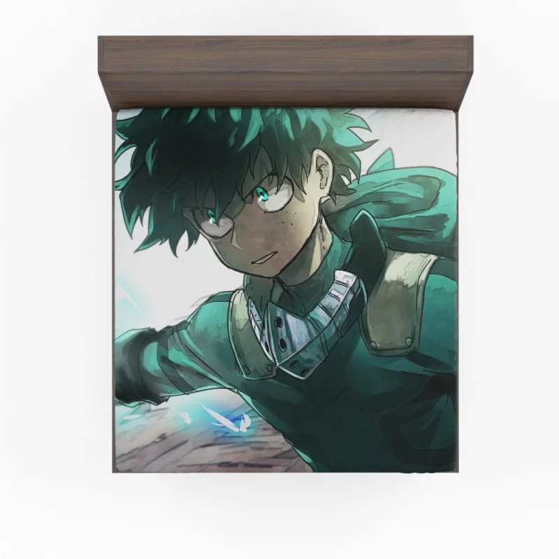 Izuku Midoriya Emerald Hero Anime Fitted Sheet