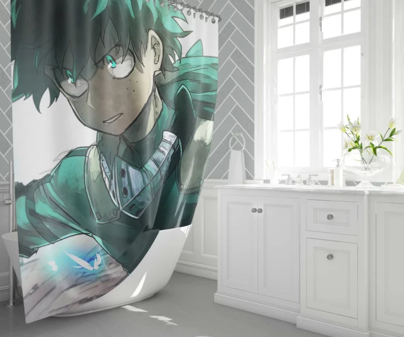 Izuku Midoriya Emerald Hero Anime Shower Curtain 1