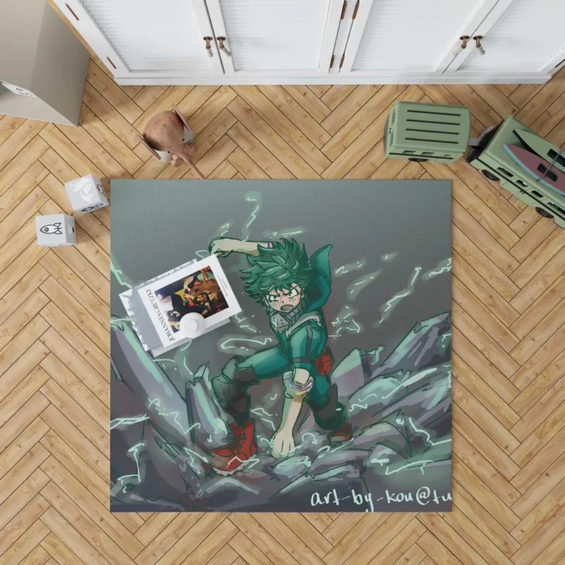 Izuku Midoriya Hero Resolve Anime Rug