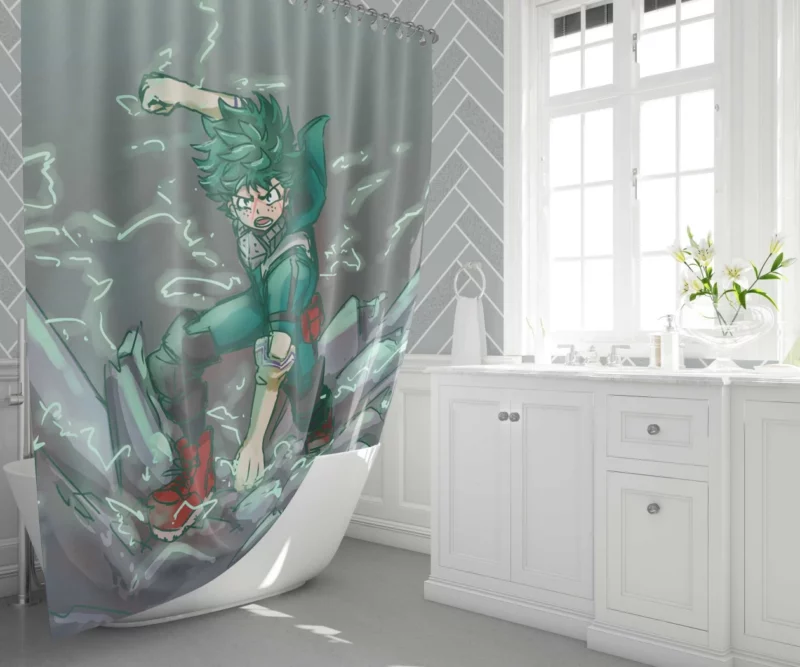 Izuku Midoriya Hero Resolve Anime Shower Curtain 1