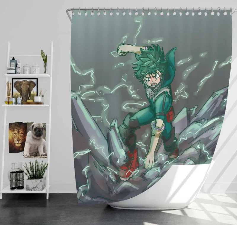 Izuku Midoriya Hero Resolve Anime Shower Curtain