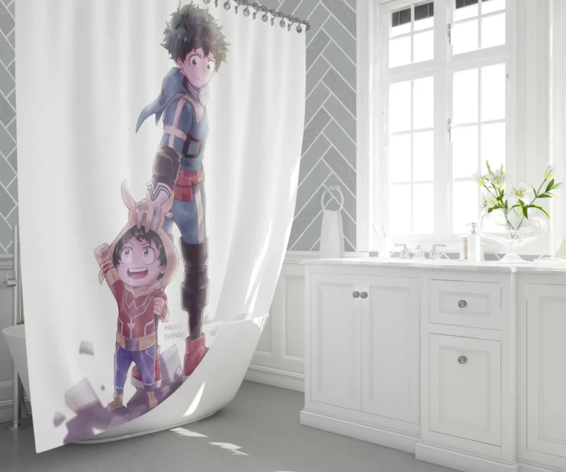 Izuku Midoriya Hero Triumph Anime Shower Curtain 1