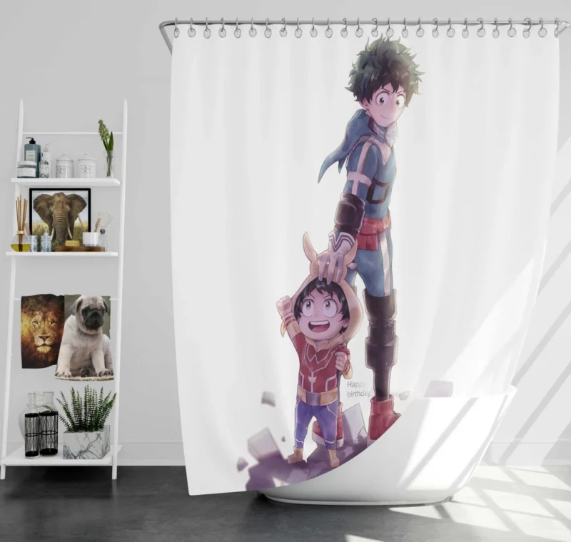 Izuku Midoriya Hero Triumph Anime Shower Curtain