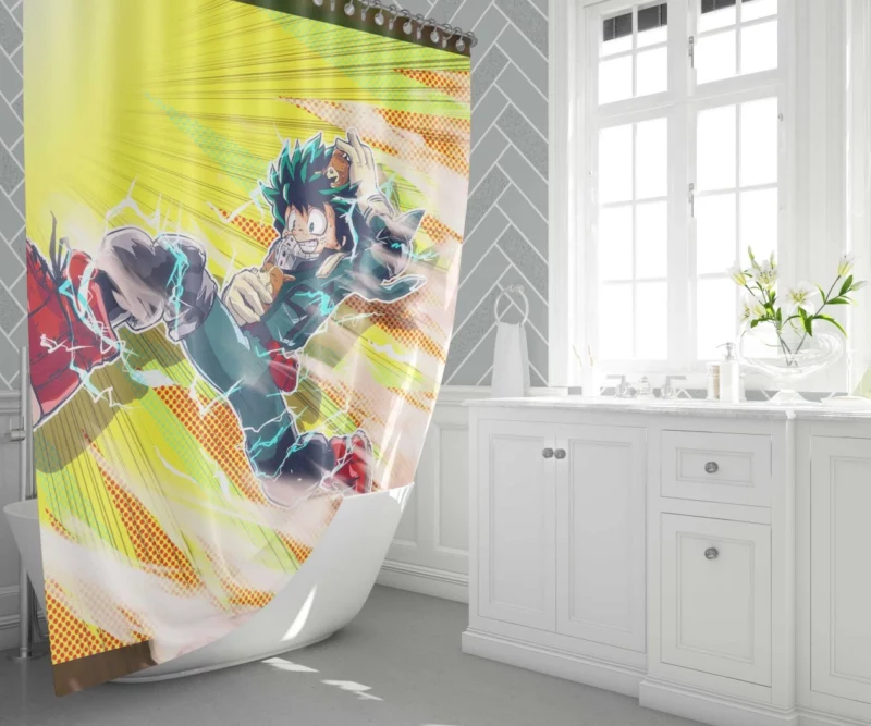 Izuku Midoriya Heroic Destiny Anime Shower Curtain 1