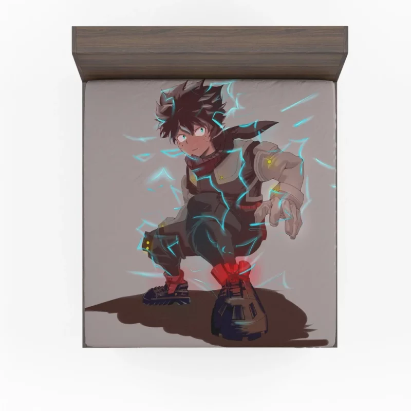 Izuku Midoriya Heroic Endeavors Await Anime Fitted Sheet