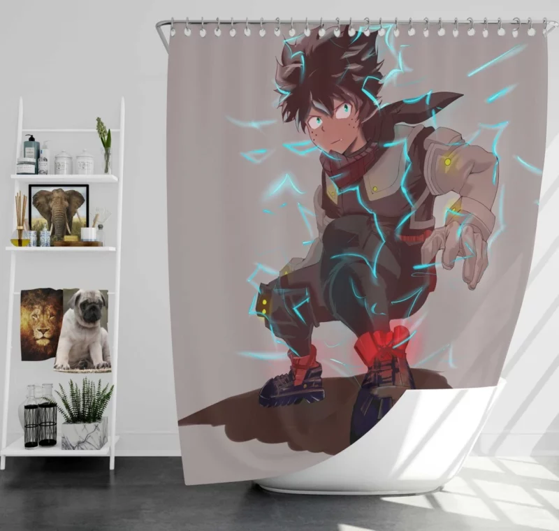 Izuku Midoriya Heroic Endeavors Await Anime Shower Curtain