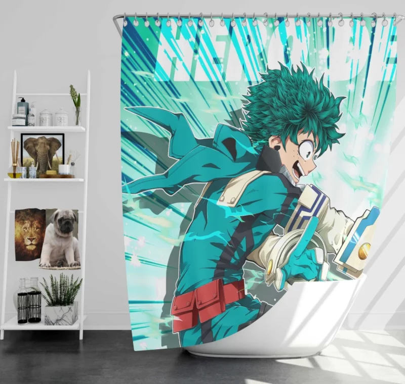 Izuku Midoriya Rising Hero Anime Shower Curtain