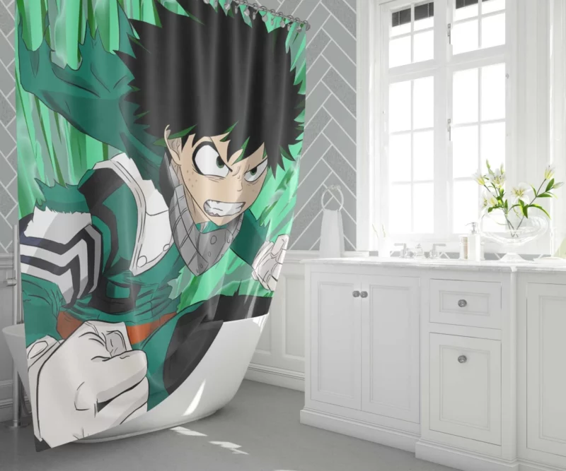 Izuku Midoriya Shining Hero Anime Shower Curtain 1