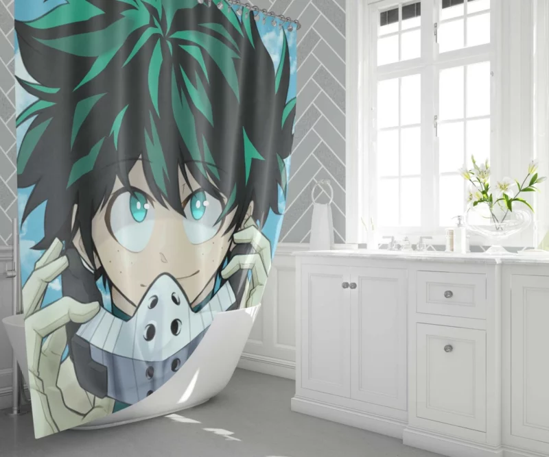 Izuku Midoriya Shining Heroic Path Anime Shower Curtain 1