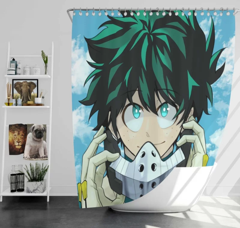 Izuku Midoriya Shining Heroic Path Anime Shower Curtain