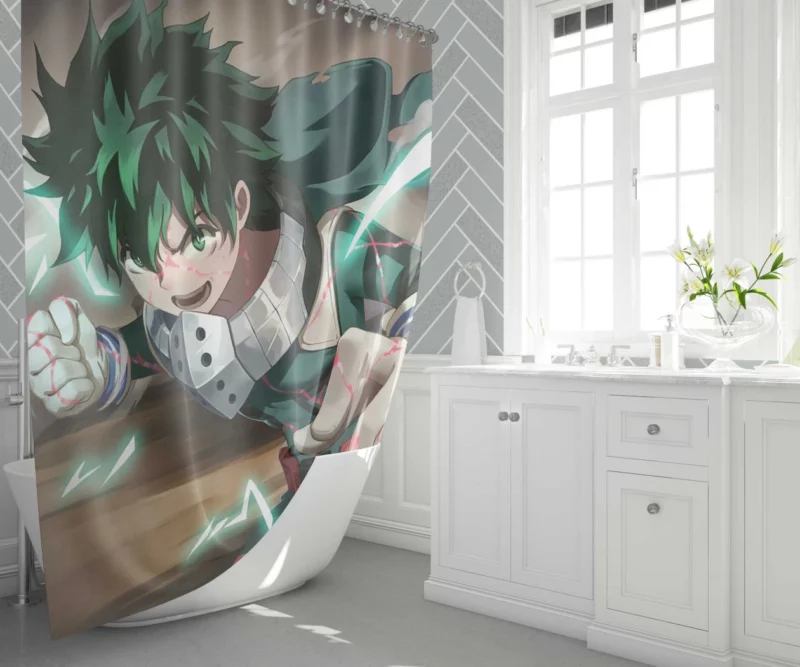 Izuku Midoriya Shining Heroism Anime Shower Curtain 1