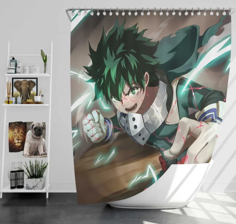 Izuku Midoriya Shining Heroism Anime Shower Curtain