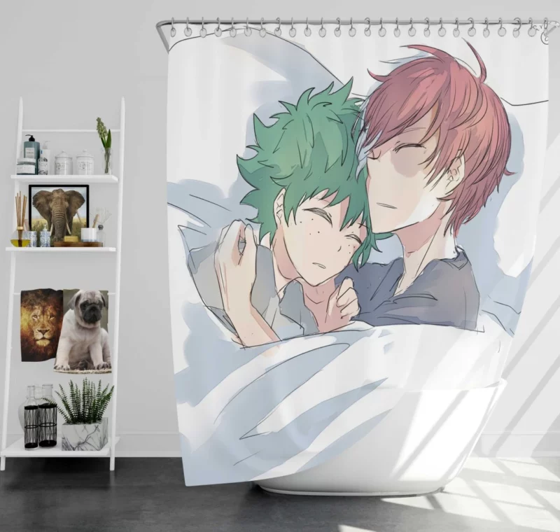 Izuku Midoriya Shoto Influence Anime Shower Curtain