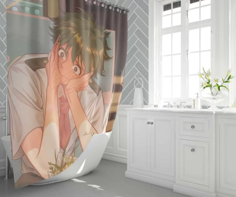 Izuku Midoriya Strive for Heroism Anime Shower Curtain 1